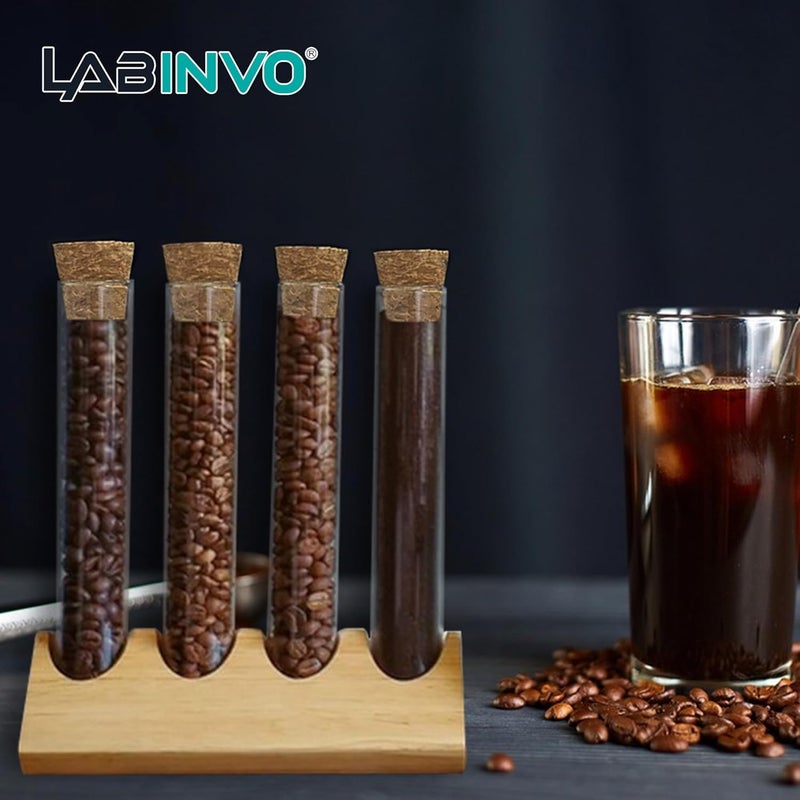 LINVO أنابيب اختبار زجاجية سعة 10 مل مع أغطية من الفلين وفرشاة، قاع دائري، سمك 1.0-1.2، 15x100 مم، عبوة من 50، للنباتات، أملاح الاستحمام، تزيين الحفلات، التجارب العلمية، IN-TTS02 - Image 5